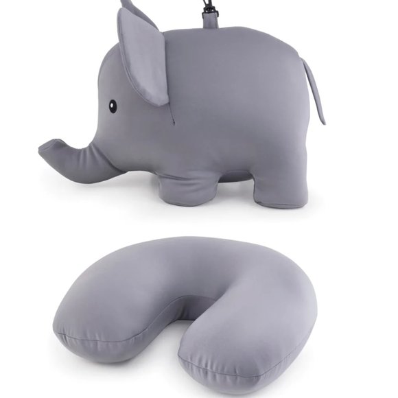 🍒 KIKKERLAND Elephant Zip & Flip Travel Pillow / Plush Soft Kids Toy - Picture 1 of 10
